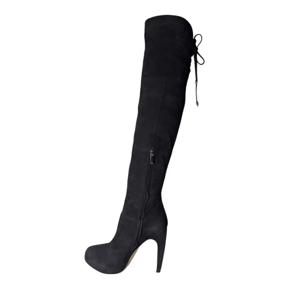 SAM EDELMAN Kayla Black Suede Over The Knee Boot Size 8M